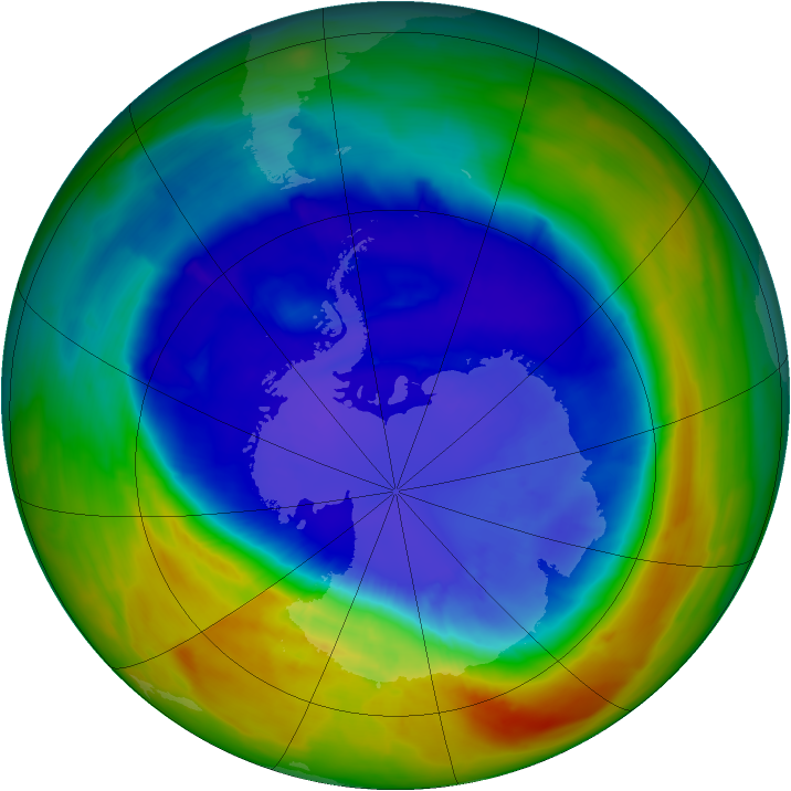 Antarctic ozone map for 14 September 2014
